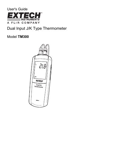 Extech TM300 Dual Input J/K Type Thermometer User's Guide - cover page
