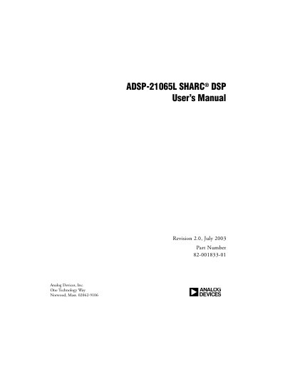 Analog Devices ADSP-21065L SHARC DSP User Manual