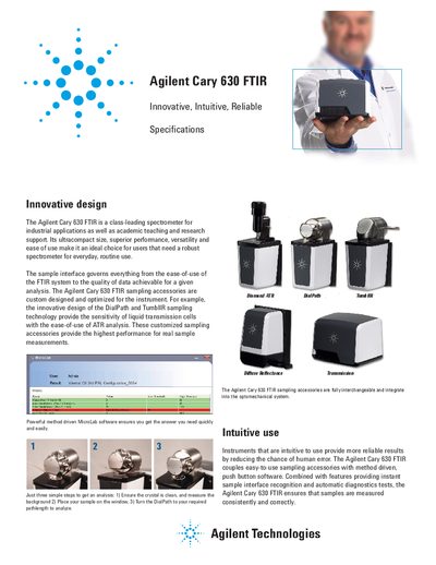 Agilent Cary 630 FTIR Specifications Datasheet - cover page