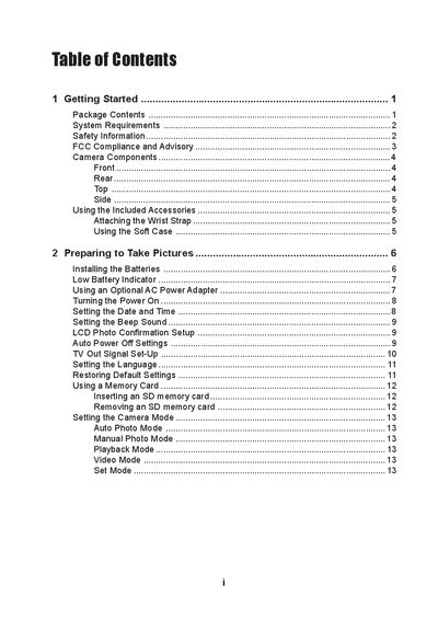 Digital Camera User Manual - cover page