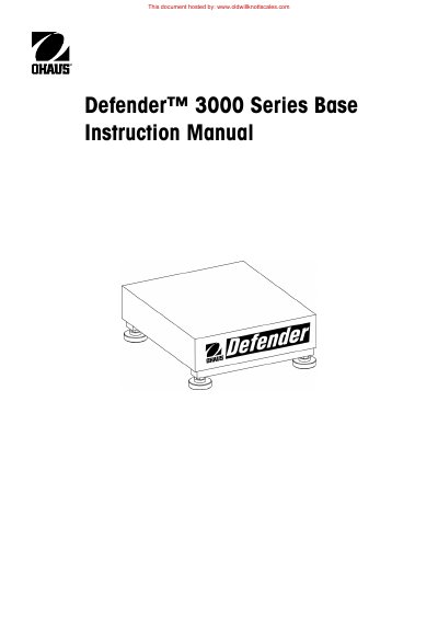 Ohaus Defender 3000 Series Base Instruction Manual