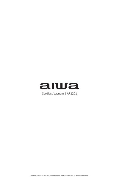 Aiwa AR1201 Cordless Vacuum User Manual - cover page