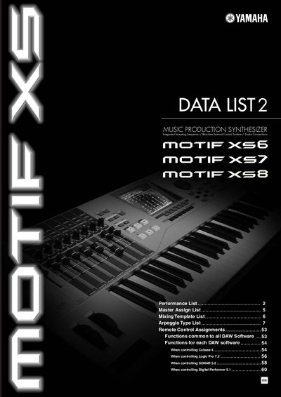 YAMAHA MOTIF XS6/7/8 user manual - cover page