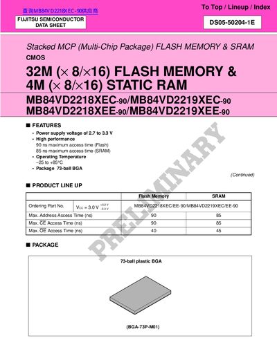 FUJITSU MB84VD2218XEC-90/MB84VD2219XEC-90 MB84VD2218XEE-90/MB84VD2219XEE-90 Manual - cover page