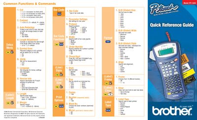 Brother PT-1400 Label Maker Quick Reference Guide