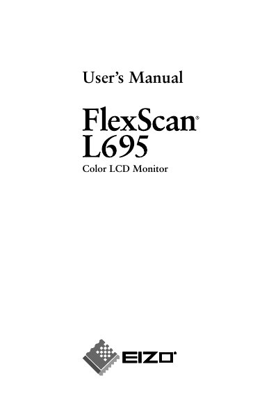 Eizo FlexScan L695 Color LCD Monitor User Manual - cover page