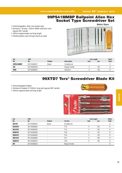Cooper Tools 99PS41MMBP Ballpoint Allen Hex Socket Screwdriver Set Product Leaflet - cover page