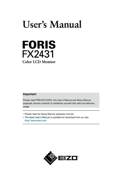 EIZO FX2431 Color LCD Monitor User Manual - cover page