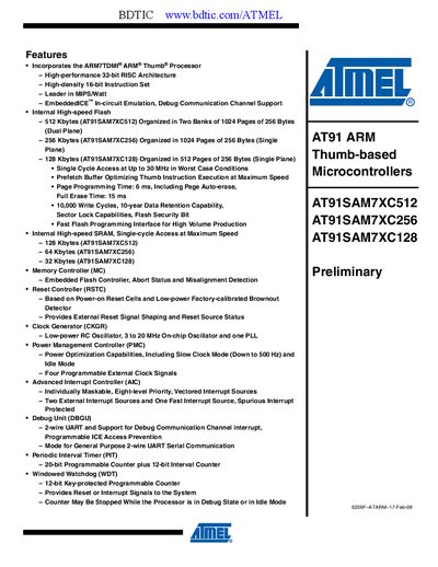ATMEL AT91SAM9XE512 handbook (1)(1) - cover page