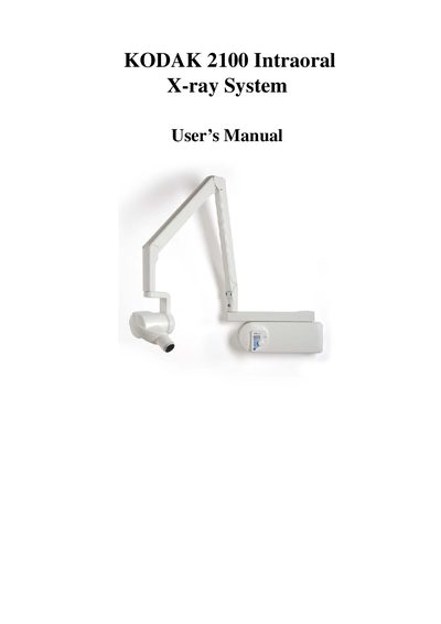 Kodak 2100 Intraoral X-ray System User Manual - cover page