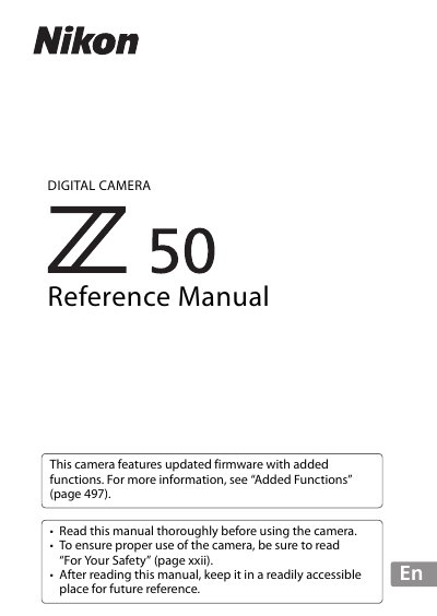 Nikon Z 50 Reference Manual