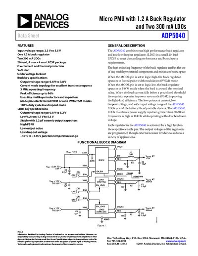 Analog Devices ADP5040 Datasheet Handbook - cover page