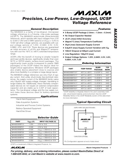 Maxim MAX6023 Low-Dropout Voltage Reference Datasheet - cover page