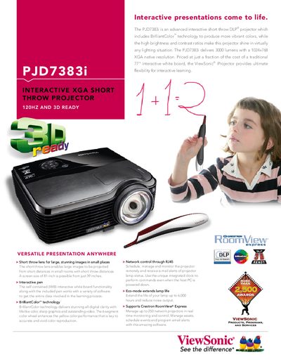 ViewSonic PJD7383i Interactive Short Throw Projector User Manual - cover page