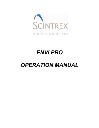 SCINTREX ENVI PRO Operation Manual - cover page