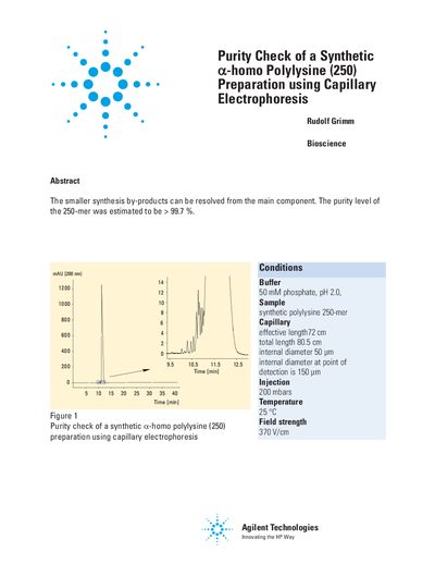 Agilent Capillary Electrophoresis Purity Check Application Note - cover page