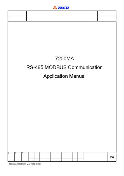 TECO 7200MA MODBUS Application Note