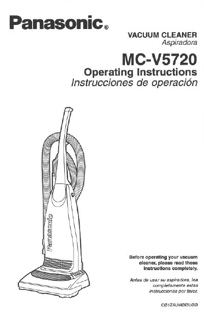 Panasonic MC-V5720 Vacuum Cleaner Operating Instructions - cover page