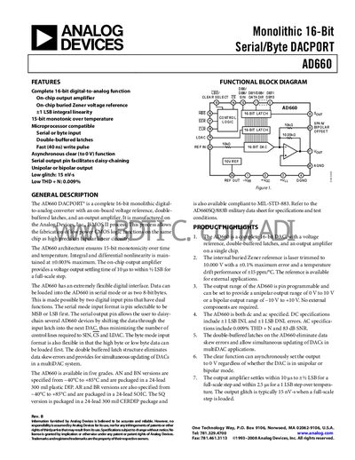 Analog Devices AD660 Datasheet - cover page