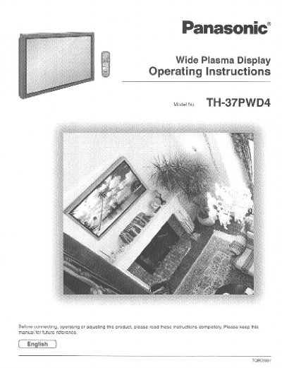 Panasonic TH-37PWD4 Plasma Display Operating Instructions - cover page
