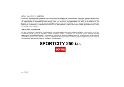 Aprilia Sportcity 250 i.e. User Manual