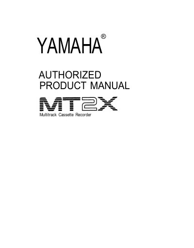 Yamaha MT2X Multitrack Cassette Recorder Owner's Manual - cover page