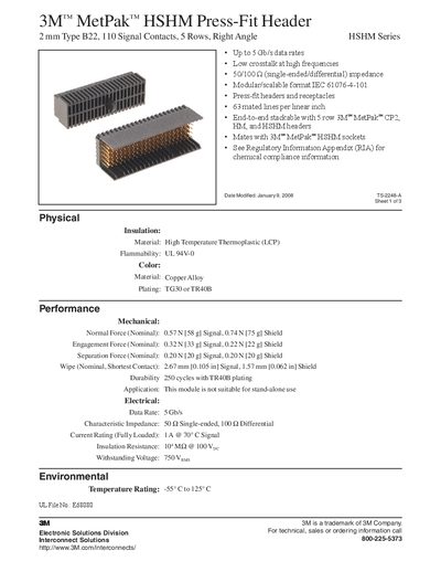 3M MetPak HSHM Press-Fit Header Handbook - cover page