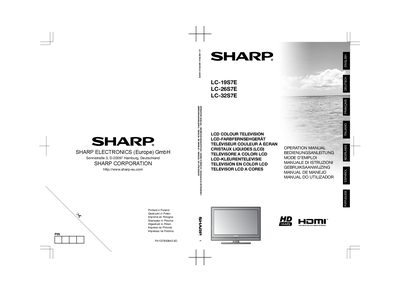 Sharp LC-19S7E/LC-26S7E/LC-32S7E LCD Colour TV User Manual - cover page