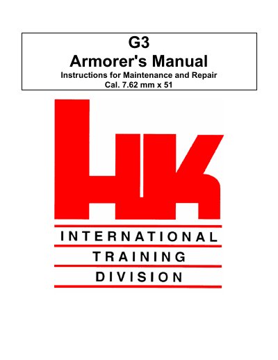 Heckler & Koch G3 Armorer's Manual - cover page