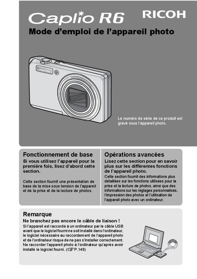 Ricoh Caplio R6 Digital Camera User Manual - cover page
