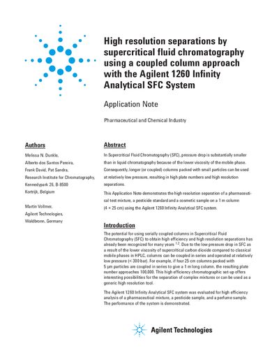 Agilent 1260 Infinity Analytical SFC System Application Note - cover page