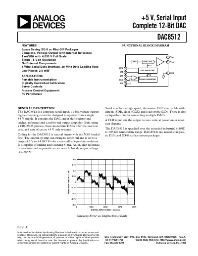 Analog Devices DAC8512 Datasheet - cover page