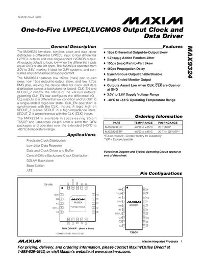 Maxim MAX9324 Datasheet - cover page