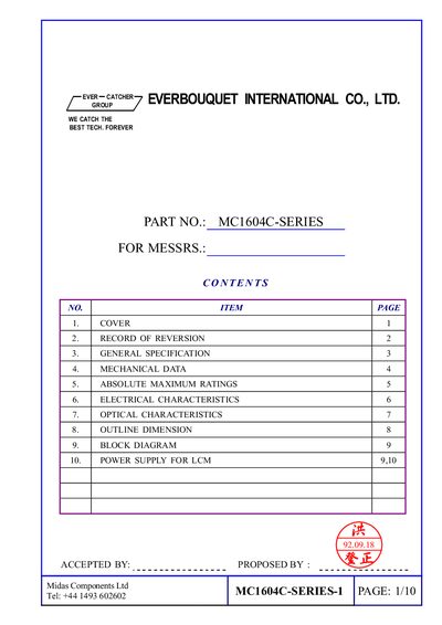 Everbouquet MC1604C Series Manual