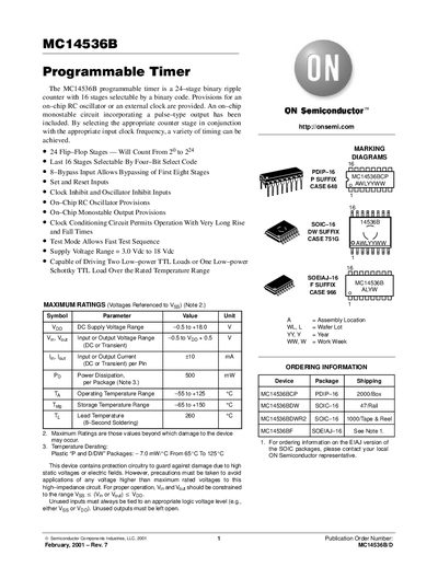ON Semiconductor MC14536B Datasheet - cover page