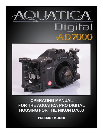 Aquatica AD7000 Digital Housing User Manual - cover page