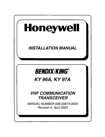 Bendix/King KY 96A & KY 97A Installation Manual - cover page