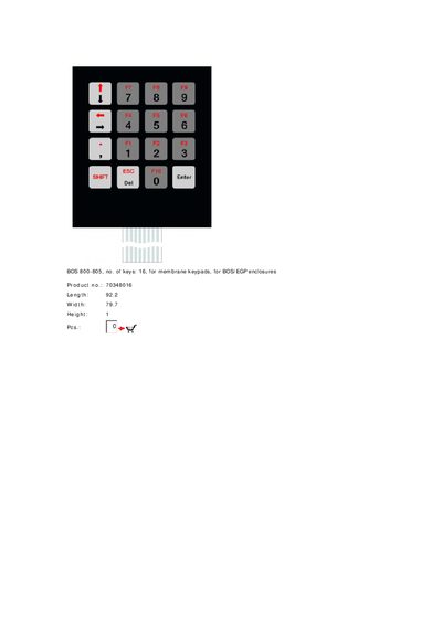BOPLA BOS 800-805 no. of keys: 16 for membrane keypads for BOS/EGP enclosures - cover page