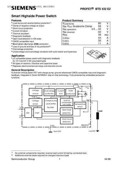 Siemens BTS 432 E2 Datasheet