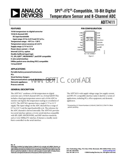Analog Devices ADT7411 Datasheet - cover page