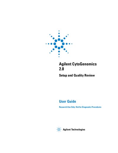 Agilent CytoGenomics 2.0 Setup Quality Review User Guide - cover page
