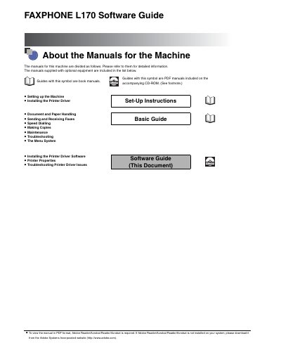 Canon FAXPHONE L170 Printer Driver Software Guide - cover page