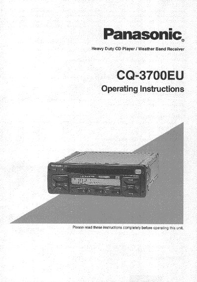 Panasonic CQ-3700EU Heavy Duty CD Player Operating Instructions - cover page