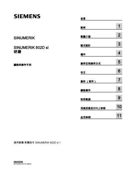 Siemens SINUMERIK 802D sl Grinding Programming and Operation Manual - cover page