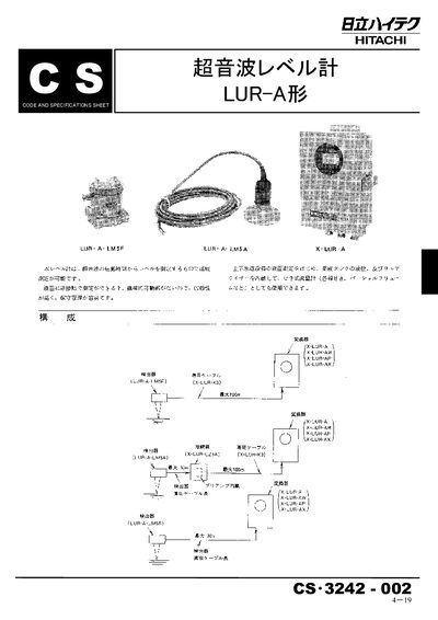 Hitachi LUR-A Ultrasonic Level Gauge Datasheet - cover page