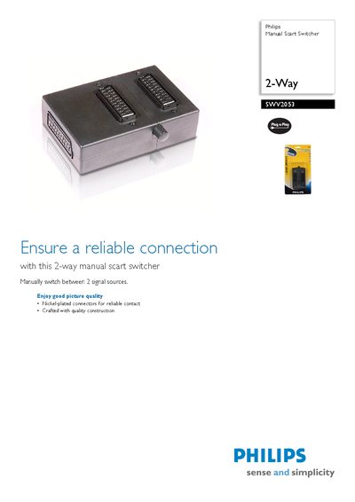 philips SWV2053 Manual Scart Switcher Manual - cover page
