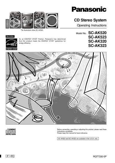 panasonic SC-AK520 SC-AK523 SC-AK320 SC-AK323 CD Stereo System Operating Instructions - cover page