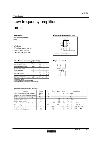 ROHM QST5 Transistor Datasheet - cover page