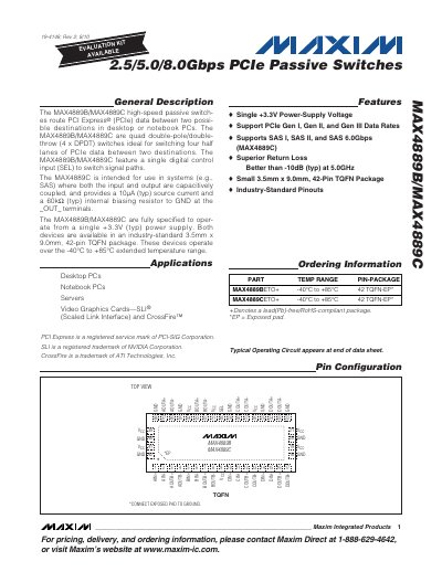 Maxim MAX4889B/MAX4889C Datasheet - cover page