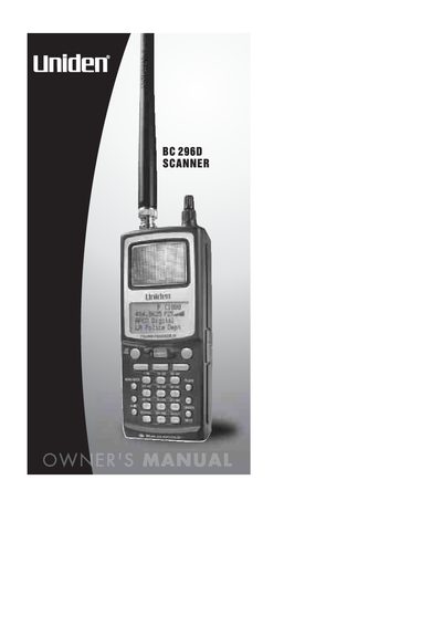 Uniden BC296D Scanner User Manual - cover page